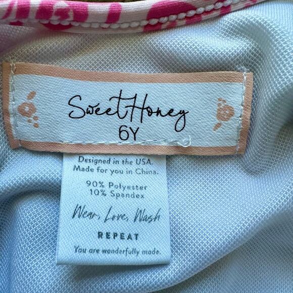 SweetHoney Sleeveless Skirted Leotard Swirly Aqua Blue Pink Cream Green Floral 6 - Picture 6 of 6